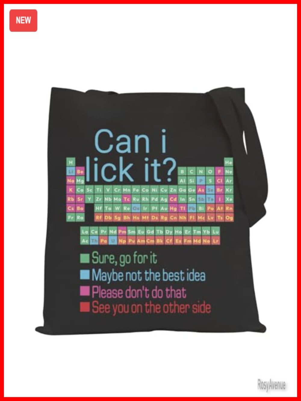 Canvas Tote Bag Chemistry Periodic Table Chemist Gift Large Washable
